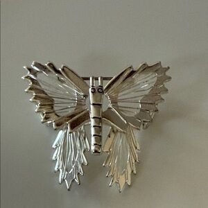 Monet Vintage open wired Silver tone Butterfly Brooch pin or scarf pull through